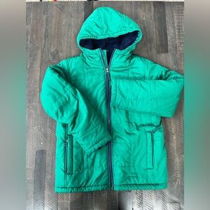 Lands' End Puffer Coat Kids Youth Medium Green Blue Outdoors Winter Warm Soft